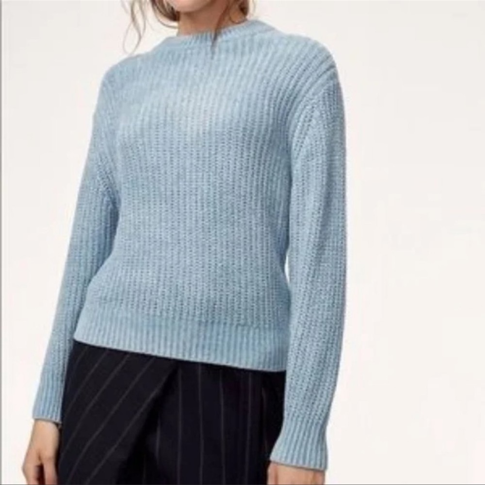 Wilfred Aritzia Essential Chenille Sweater in Light Blue Size Small